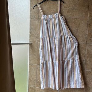 Label of Love Striped Midi Sundress Pockets 100% Cotton Adjustable Straps Size L